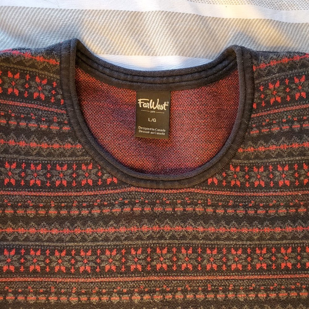 90s Vintage Far West Thick Fair Isle Ski Cabin Snowflake Sweater